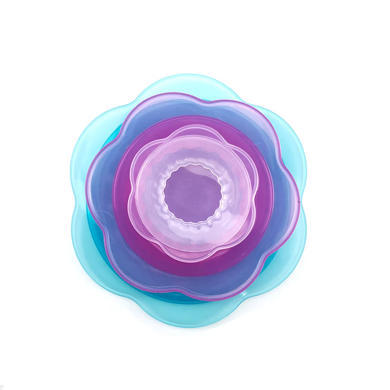 3 sizes/Set Flower Shape Colorful Silicone Stretch Reusable Fresh Fruit Food Cover Sealing Plate Can Storage Cover Fresh Lid