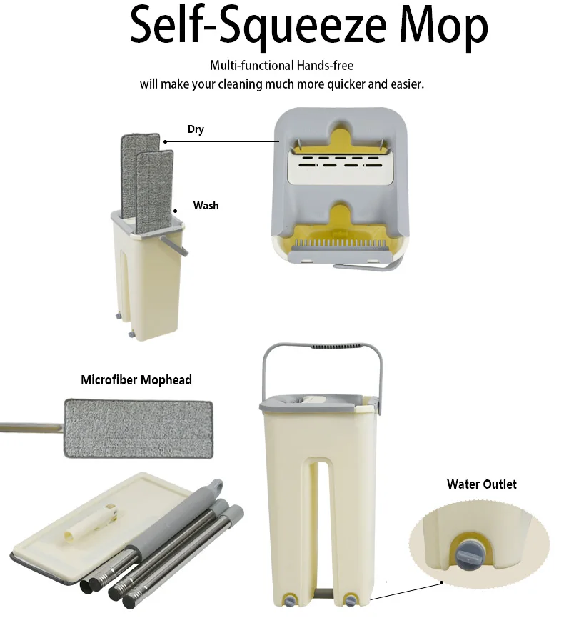 Factory Price Mikrofiber  Mops Cleaning Household Plastic Mop Bucket