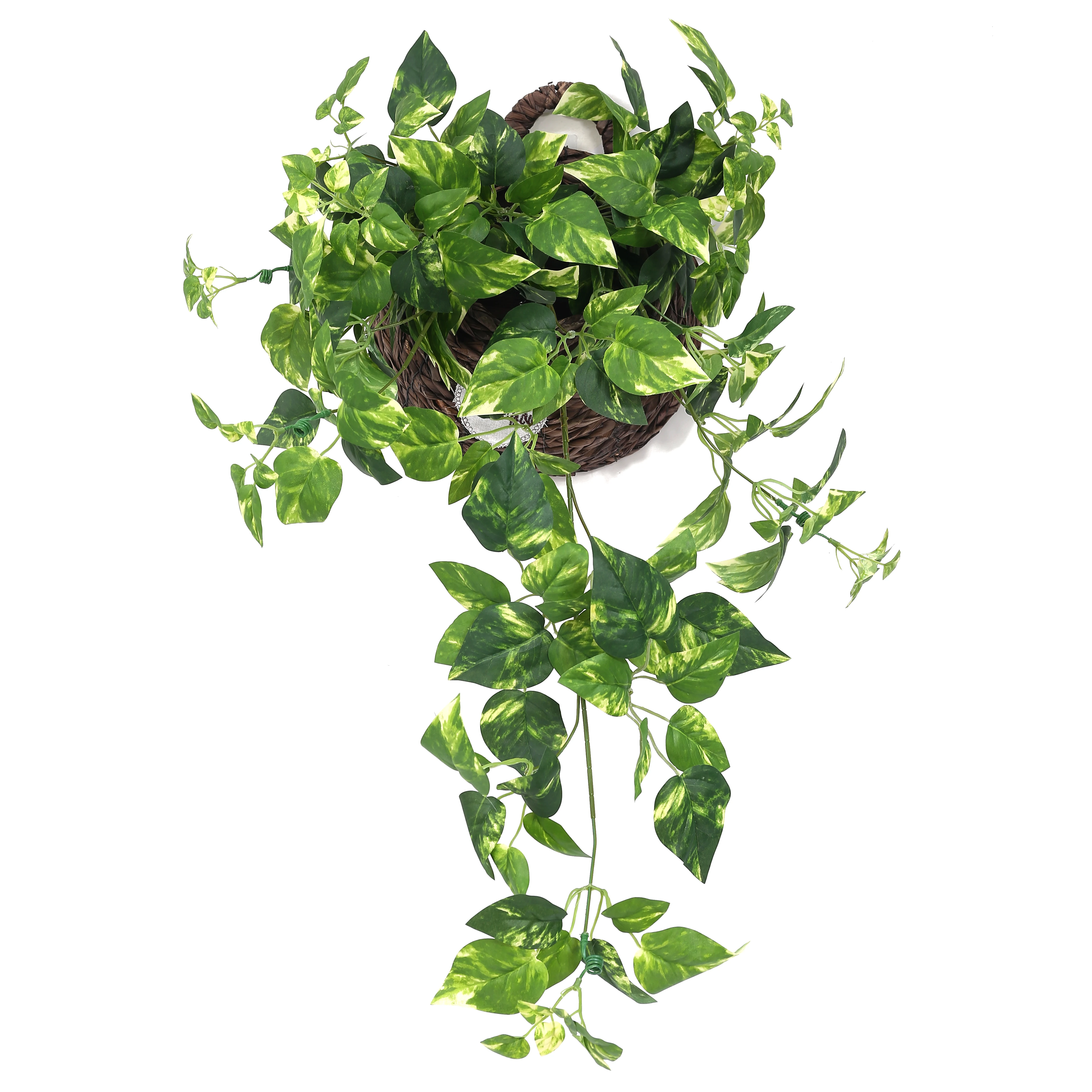 Faux Green Decorative Leaves Party Garland Plastic Coated Dieffenbachia Vines Artificial Leaf Wall Hanging Plants Vine