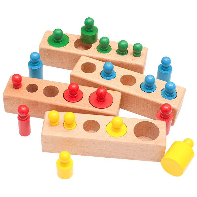 New Wooden Toy Baby Montessori Cylinder Blocks Early Education Effective Preschool Training Learning Toys