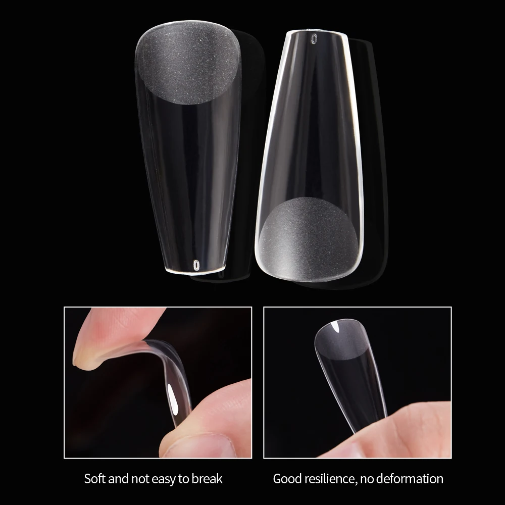 Bozlin Ready To Ship Nail Extension Kit Transparent Soft Gel Nail Extension Tips Extra Long Short Press On Nails Kit