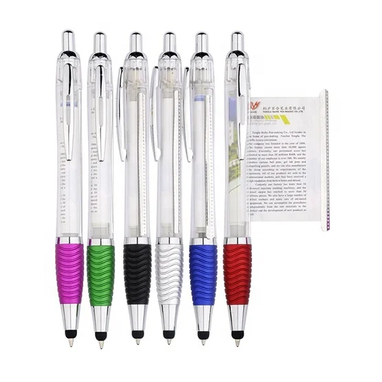3in1 Promotional Pen custom logo pull out Banner ball pen Stylus Ballpoint Pen