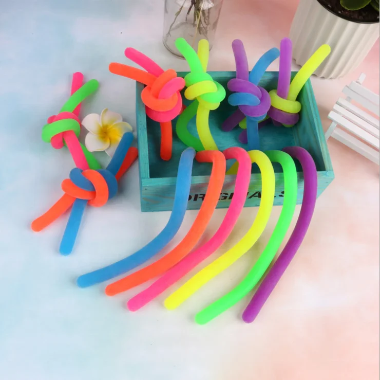 TPR Noodle Toy Stress Relief colorful Stretch Rope Sensory Fidget Stretch Toys Noodles  Elastic  toys