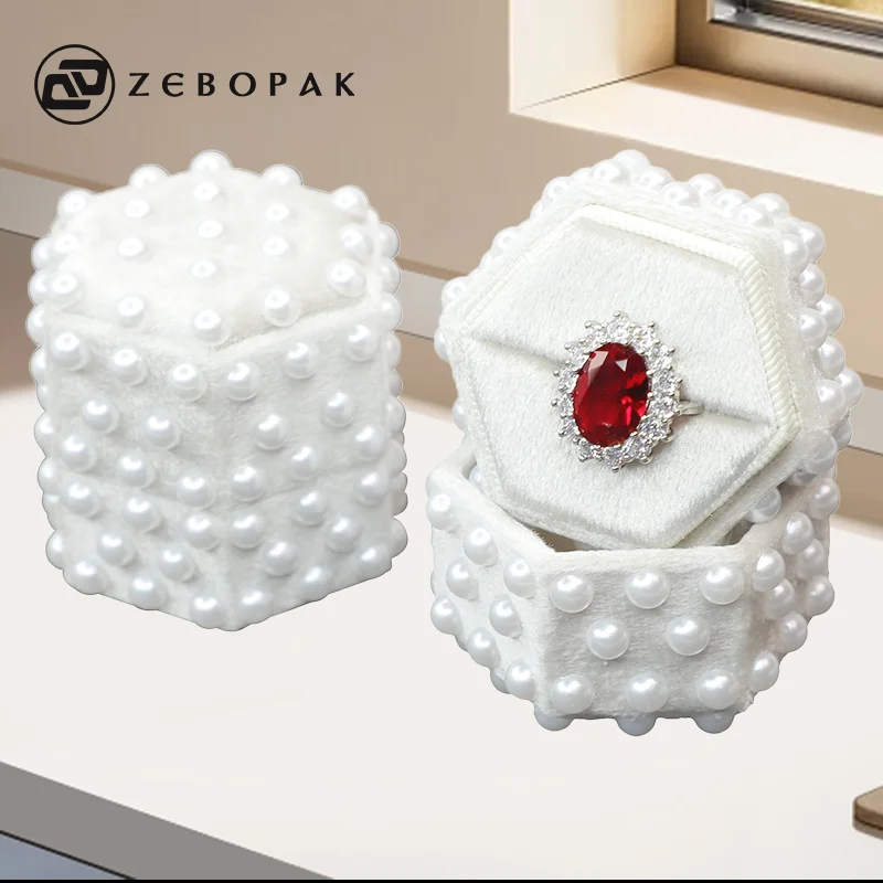promotion price jewelry packaging storage small ring display box Luxury velvet ring box Couple Ring Packaging Box