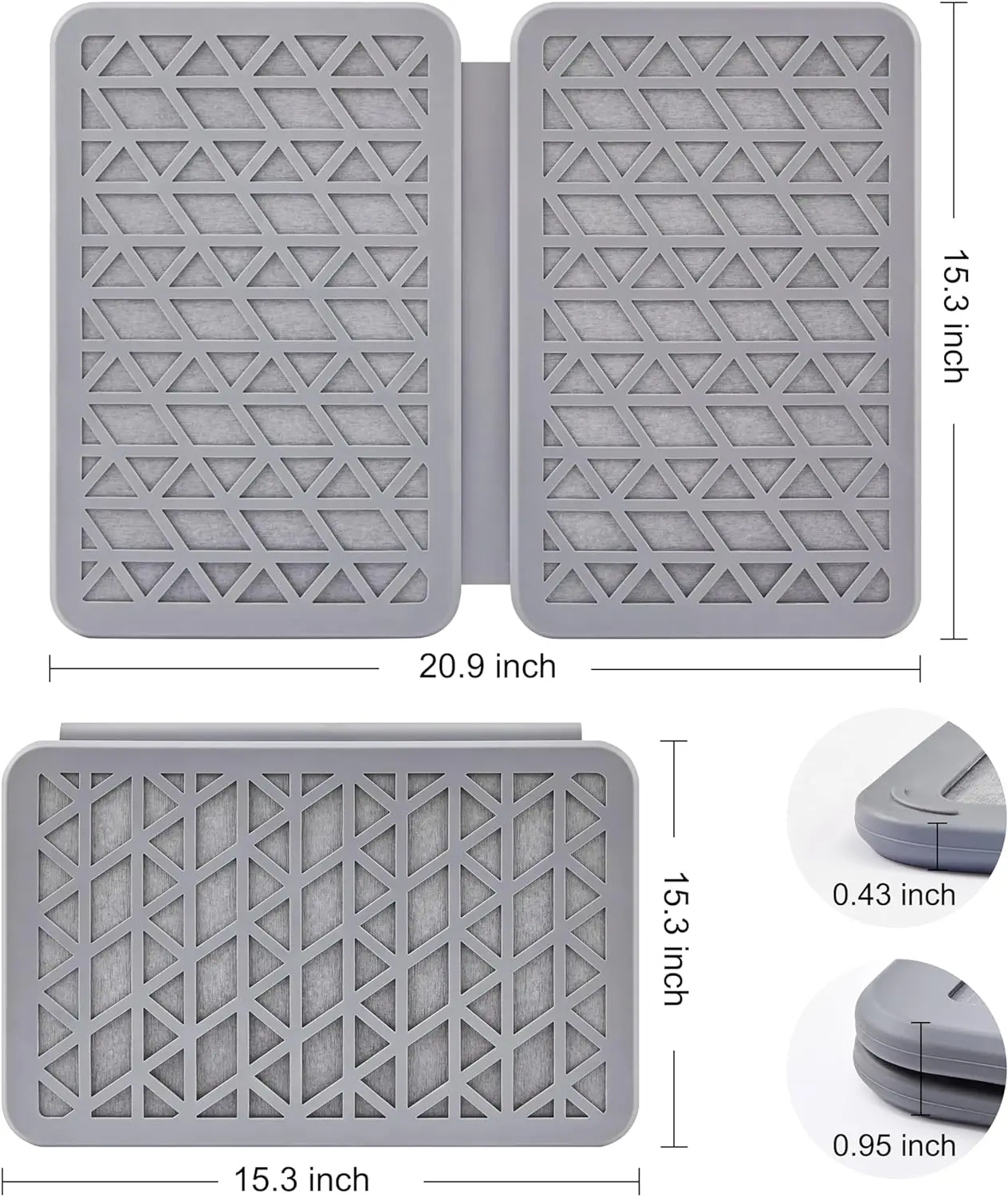 Foldable Dish Drying Mat Stone Diatomaceous Earth Quick Drying Silicone Webbing Diatomite Dish Pad
