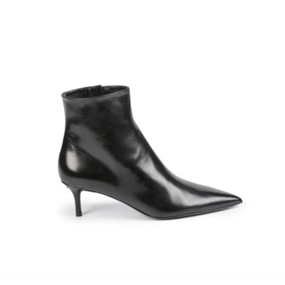Made In Italy Top Quality Women Black Genuine Leather Ankle Boots Shoes For All Seasons Shoes