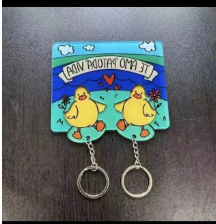 Hot Sell Couple Key Holder Wall Prevent Loss Key Pendant Lover Key Chain Home Decor Refrigerator Sticker Storage Decor For Gifts