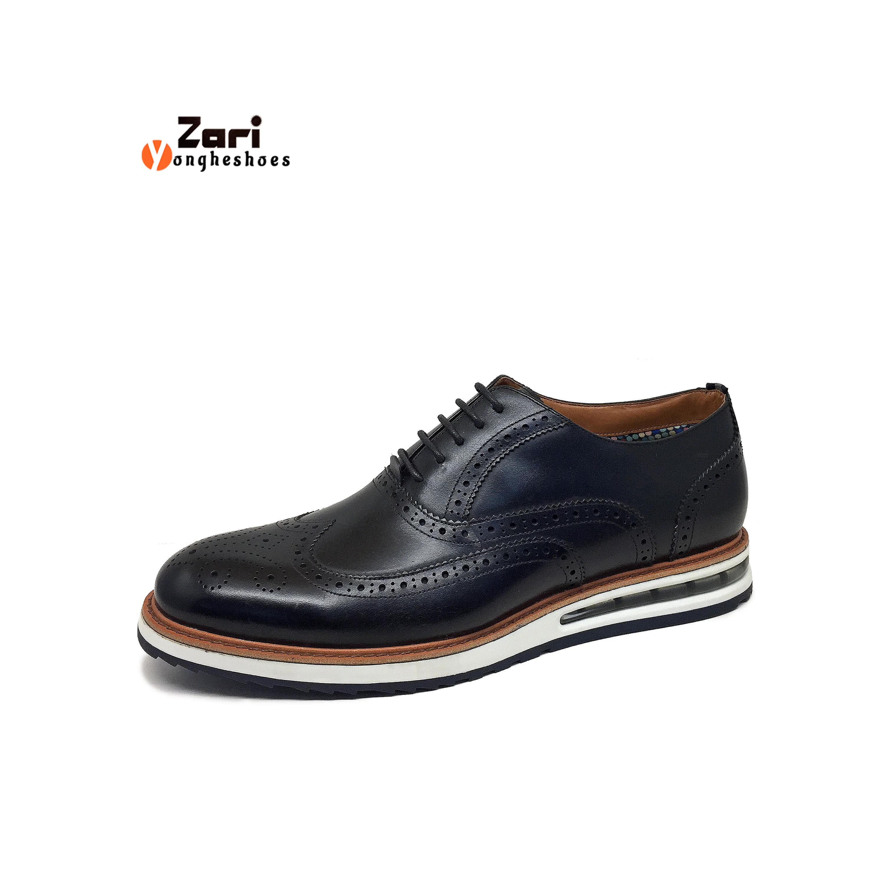 Zari Manufacturer Luxury Custom Platform Brogue Chukka Brown Sneakers Lace-up Leather  Dress Casual Shoes For Men