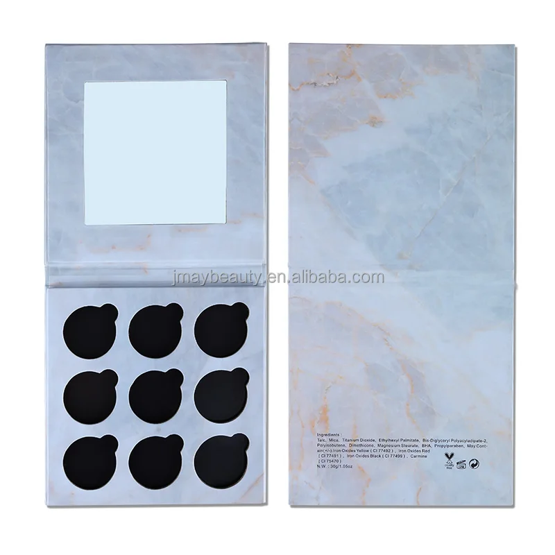 Factory Custom Eye Shadow Empty Container Gold Black Silver Empty Pallet Makeup 9 Pan Square Empty Eyeshadow Magnetic Palette