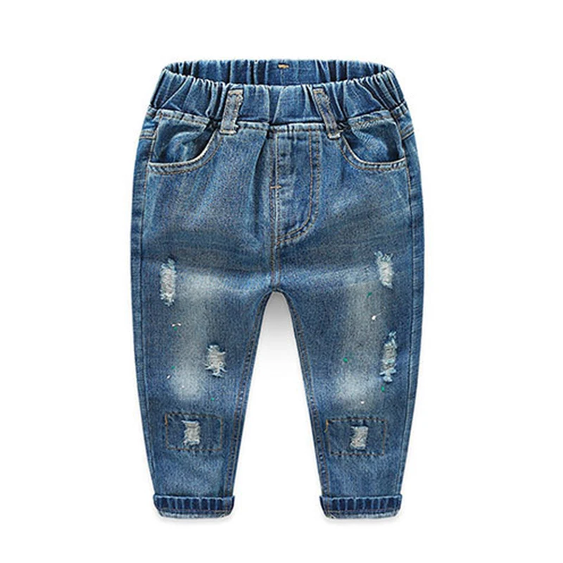 
kids loose versatile shredded baby clothing boy jeans toddler alkz153 