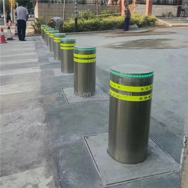 304 stainless steel full automatic crash rated hydraulic electric rising bollards for car access
