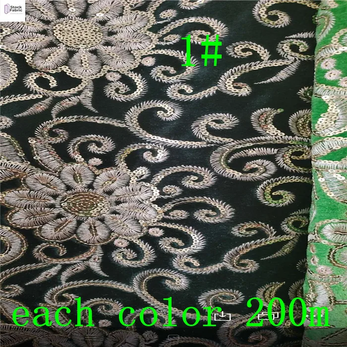wholesale  High quality hot selling velvet embroidery fabric  sequin   stock  fabric for dress