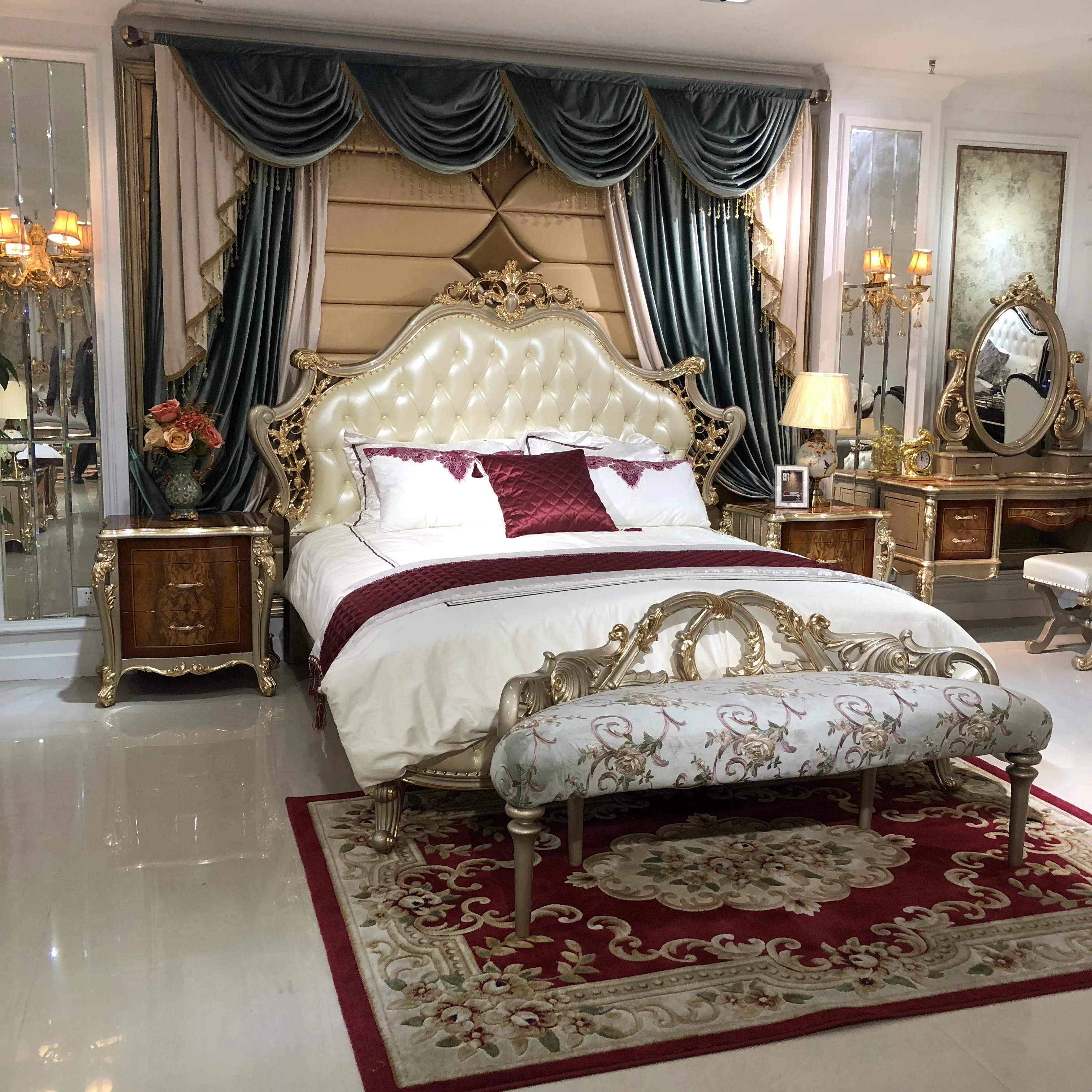 MO LANEuropean bedroom bed cloth art imperial concubine shoe stool luxury whole bed stool