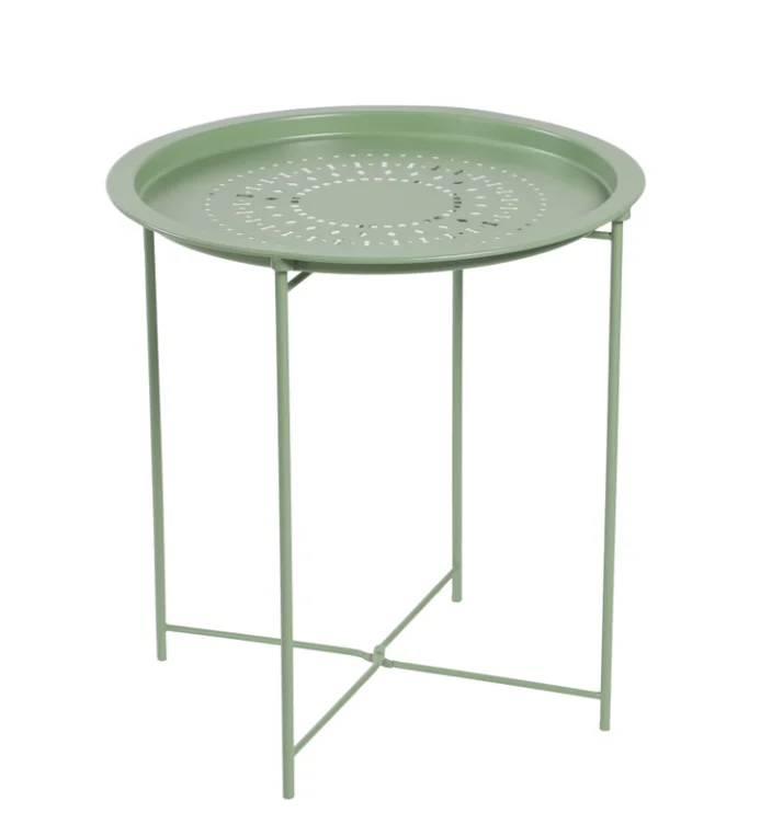 Home Furniture colorful portable Full Metal Folding Side Table Small Round End Tables Metal Snack Table