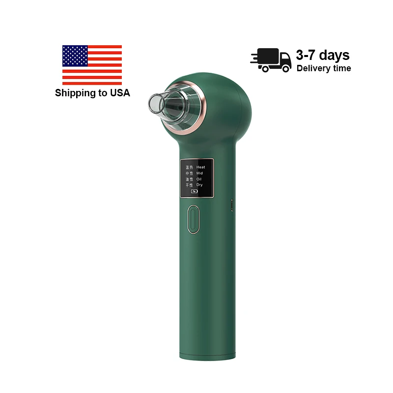 USA stock Rechargeable Blackhead and Pimple Remover Electric Facial Vacuum Suction Machine with Heating Pink yellow green