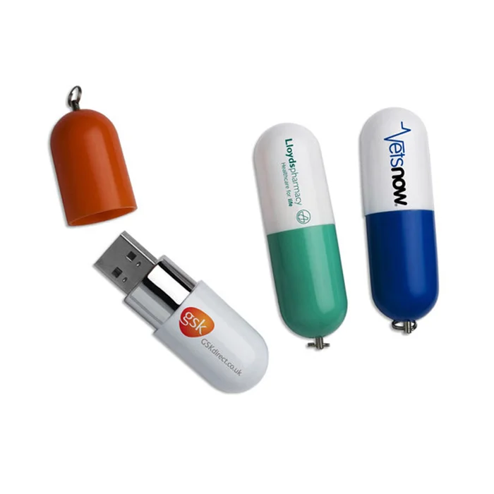 Wholesale Custom Logo Plastic Capsule USB Flash Drive 128MB 1GB 2GB 4GB Pendrives 8GB For Promotion Gift