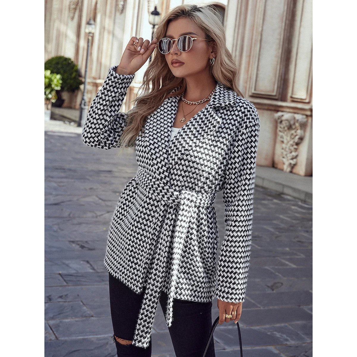 SHEIN Лидер продаж, флисовый костюм с цветными блоками, слитный комплект с движущимися пятнами буквами, женский пиджак, костюм