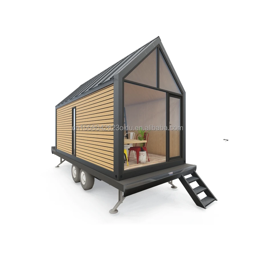 Modern  Container House Triangular Wooden Container Trailers with Wheels for Outdoor Coffee Sales