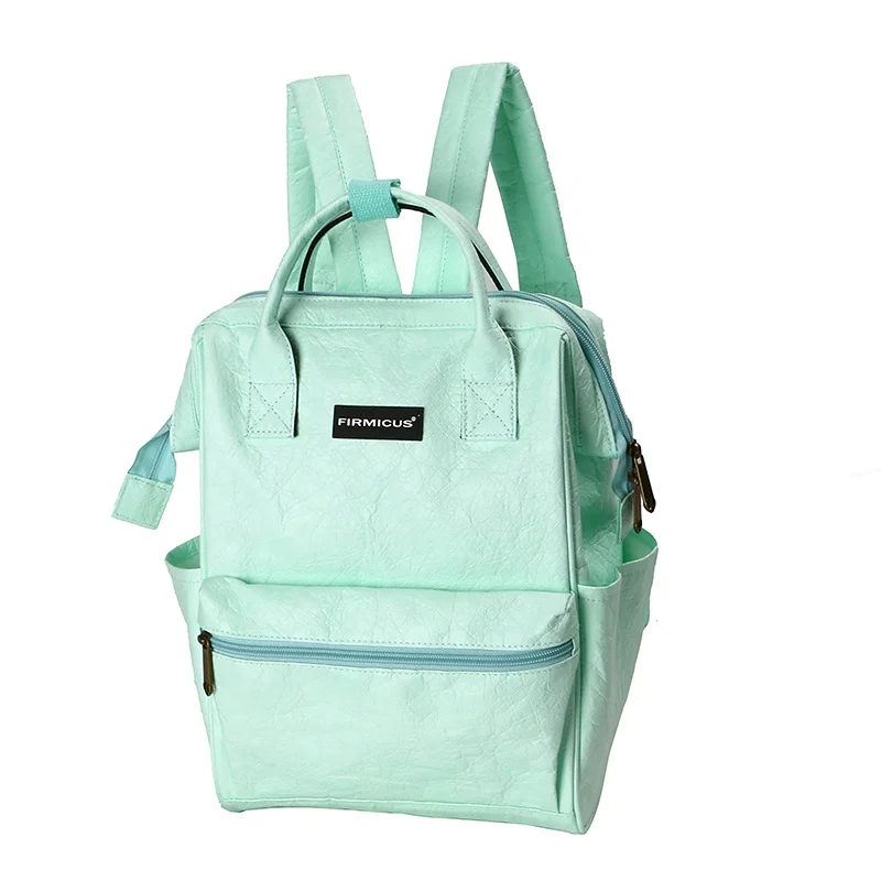 High quality Fashion manufacturers custom waterproof and eco-friendly large capacity GREEN Tyvek paper backpack