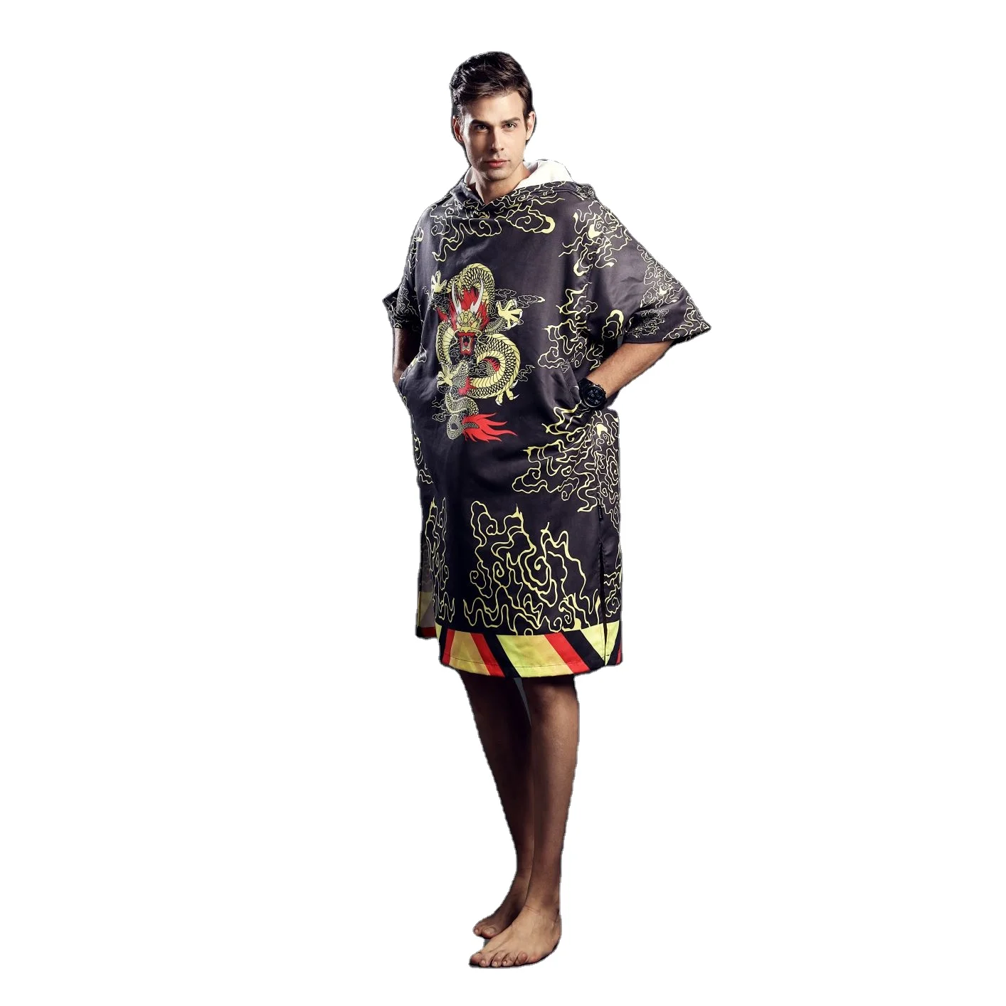 
Hiturbo diving equipment microfiber beach poncho towel water absorbent quick dry dragon robe 