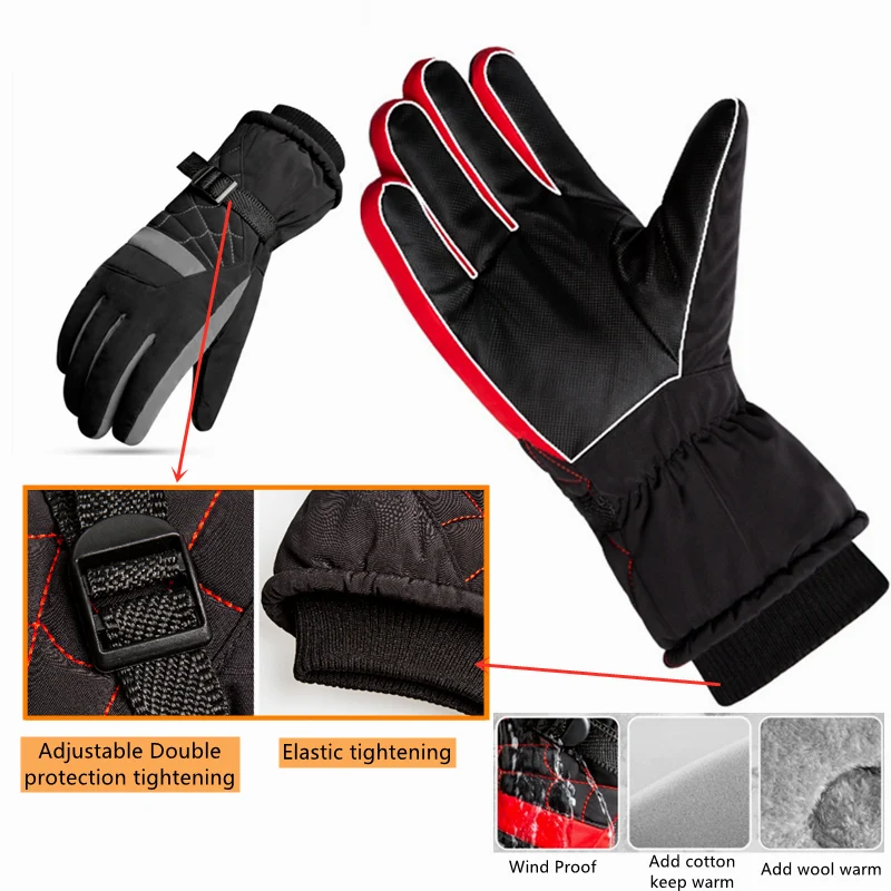 Wholesale Winter ski gloves for men Battery car motorcycle gloves Waterproof, cold slip resistant, thickened Warm gloves