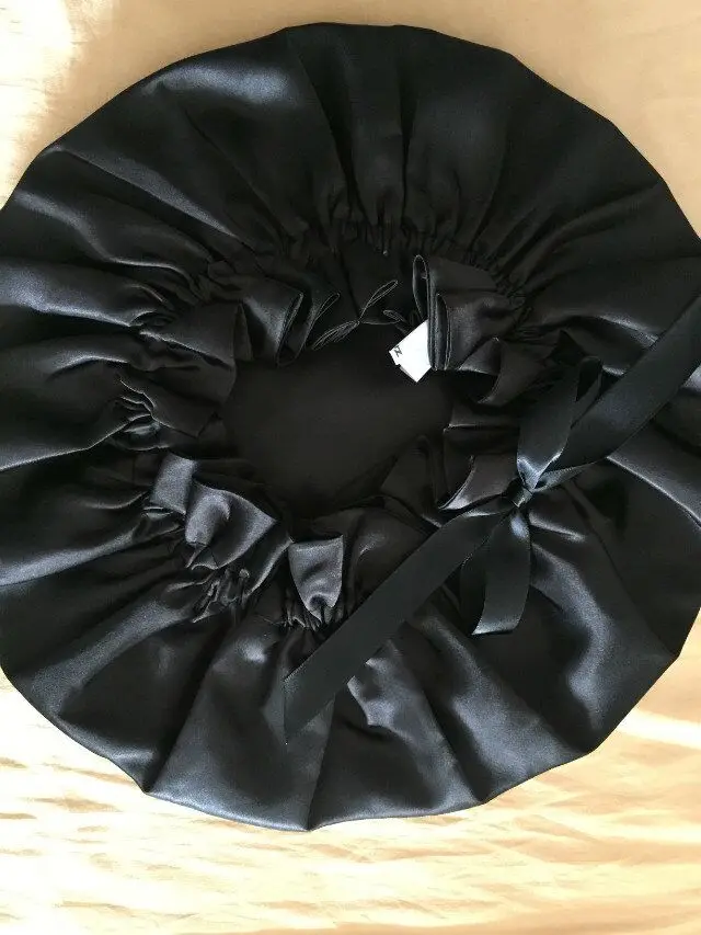 100% Silk Sleeping Bonnet--Black Color