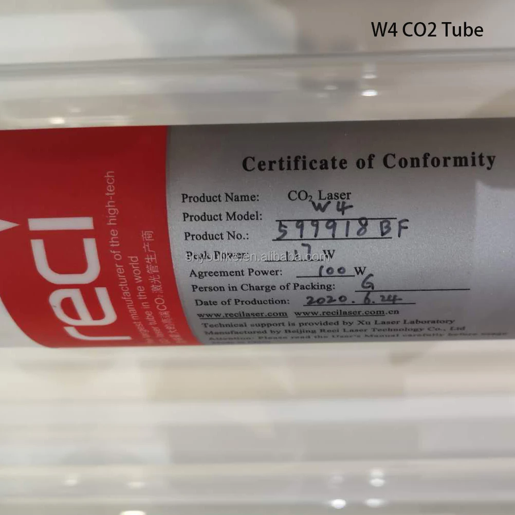 Original Reci Tube  W1 W2 W4 W6 W8  CO2 laser tube 80W 100W 130W 150W 180W   For Laser Cutting Machine