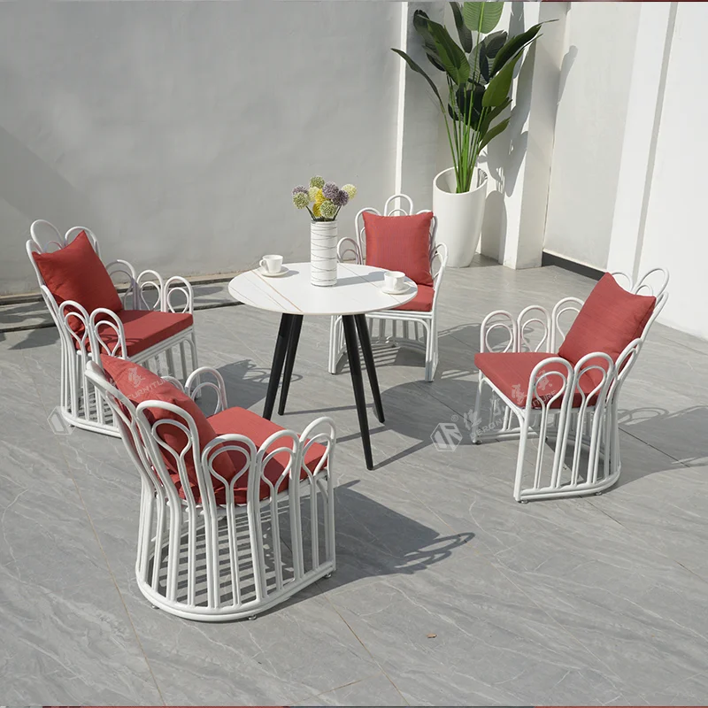 Combination Of Outdoor And Indoor Aluminum Alloy Chair Outdoor Dining Table And Chair Bar Park Coffee Shop Tables And Chairs Set