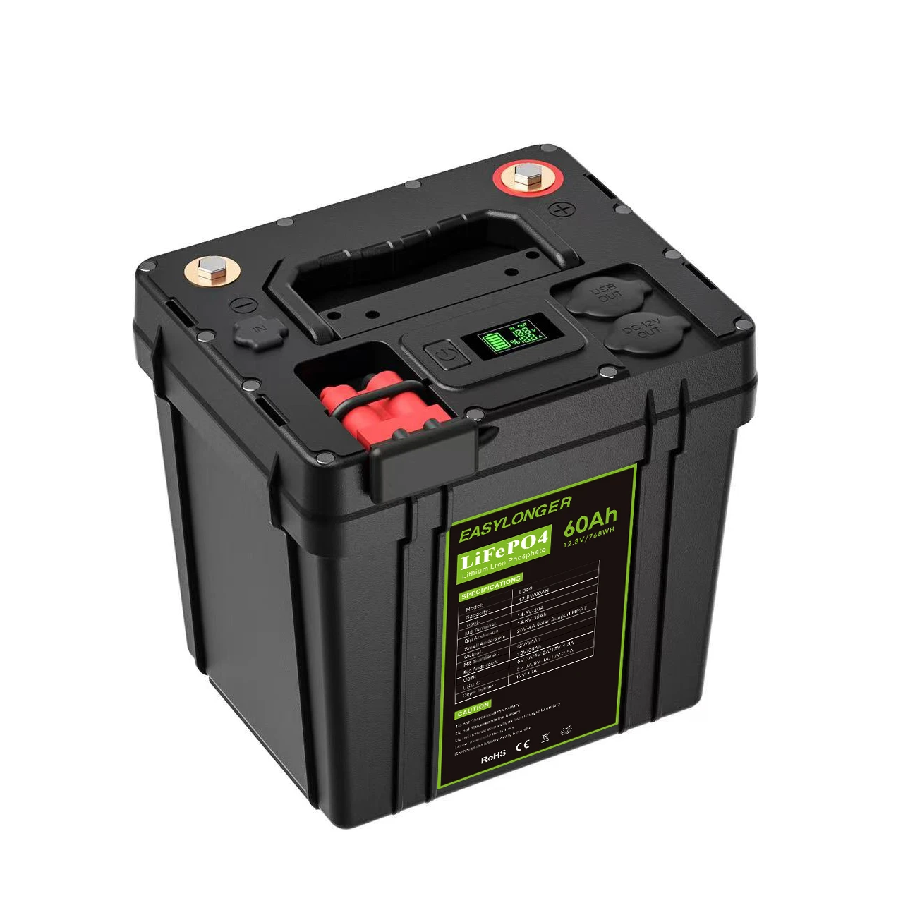 12V 50AH Trolling Motor Battery 12V LiFePo4 Battery Pack With M8 Terminal Anderson Plug USB C Output Boat Battery Backup