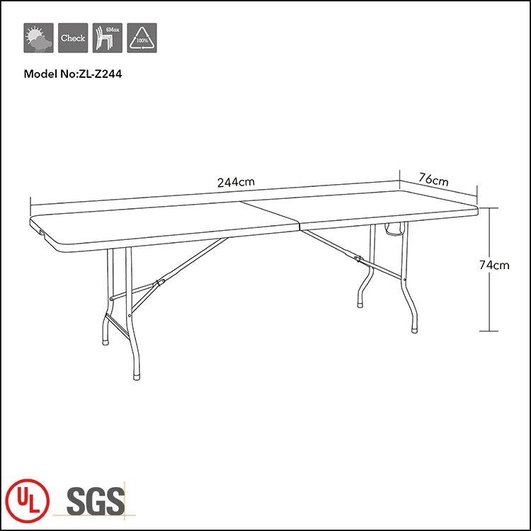Wholesale modern 8ft plastic folding table outdoor wedding garden hdpe white foldable table for events party