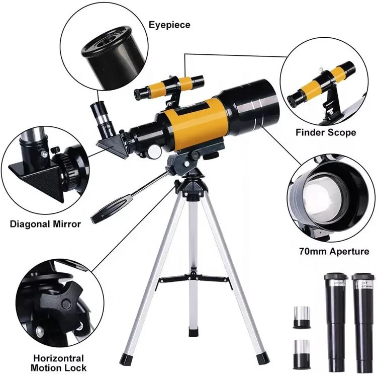 Portable Travel Telescope 70mm Astronomical Refracting Telescope for Kids Beginners with Tripod