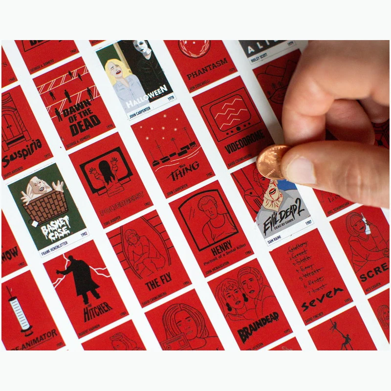 Gift for Scary Film Lovers A2 Size Print Movie Poster Top 100 Horror Movies Scratch Off Poster