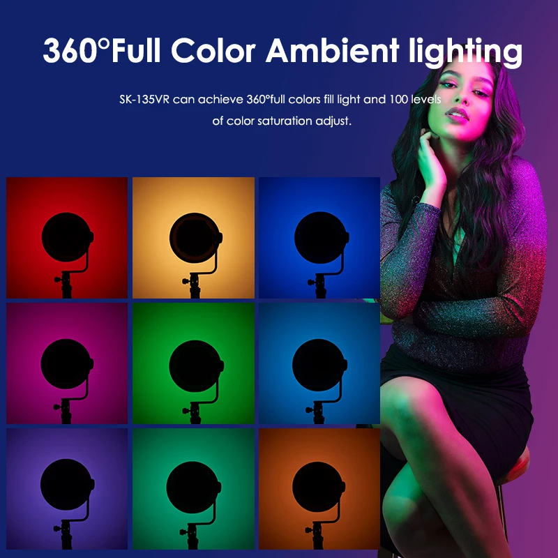 TOLIFO SK-135VR Studio Video Light 135W Bowens mount LED RGB Photography Lighting with Storage Bag for TikTok YouTube live