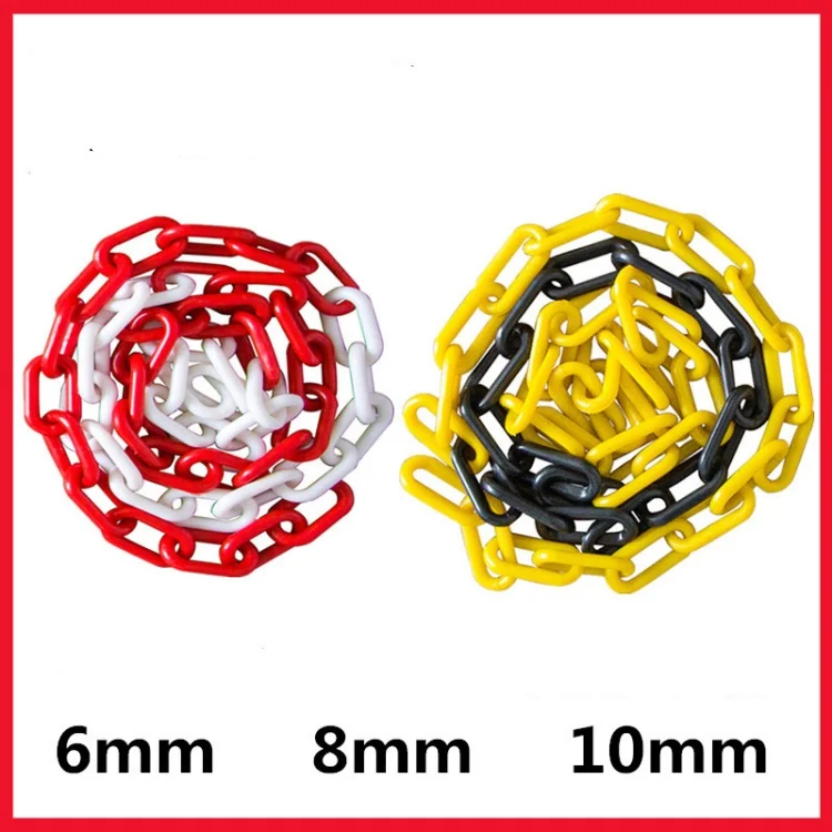 6mm 8mm 10mm Road Warning Plastic Chain Safety Traffic Yellow Black Barrier Link for Cones
