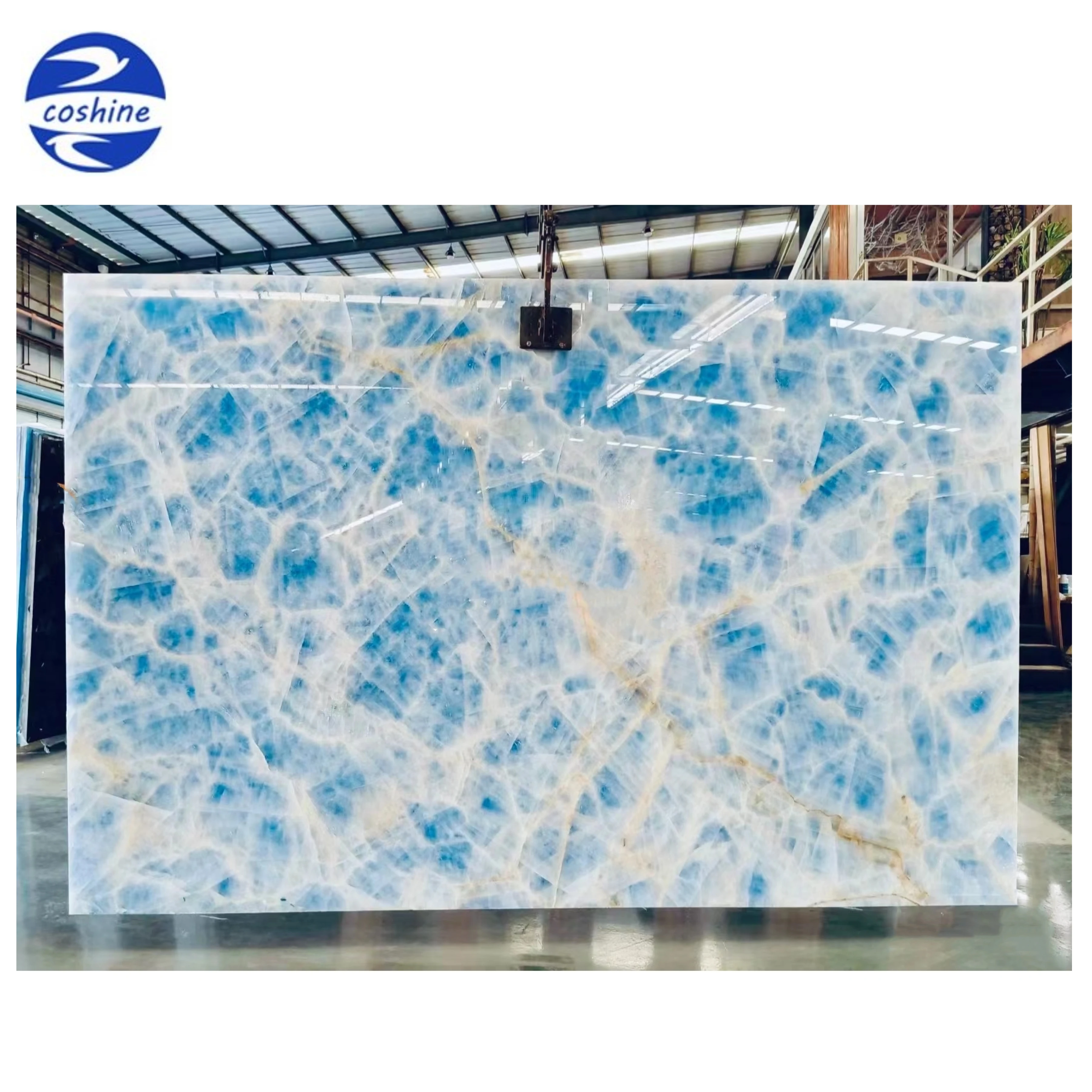 Architectural Interior Design Blue Agate Wall Panel Large Nature Stone Onyx Slab