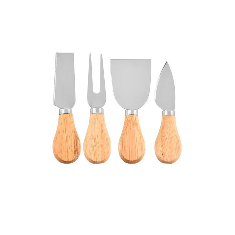 4 PCS Kitchen Tools Stainless Steel Sliver Cheese Cutter With Wood Handle  Butter Knife Cheese Slicer