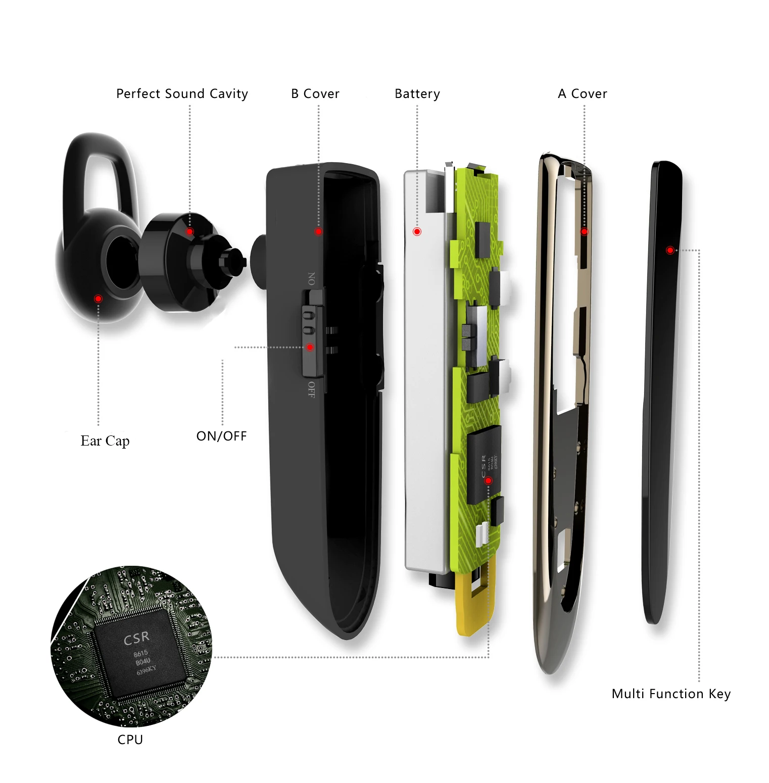 Hot sale best wireless single ear  headset earphone earpiece for business person and truck driver