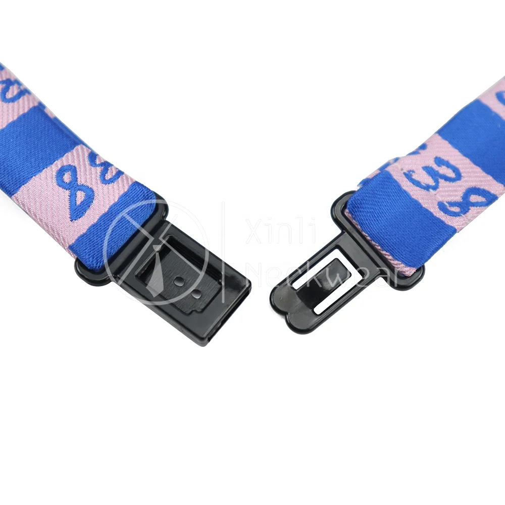 Fashion Hot Selling 1938 Sorority Blue Pink Striped Polyester Woven Jacquard Women Bow Tie Custom