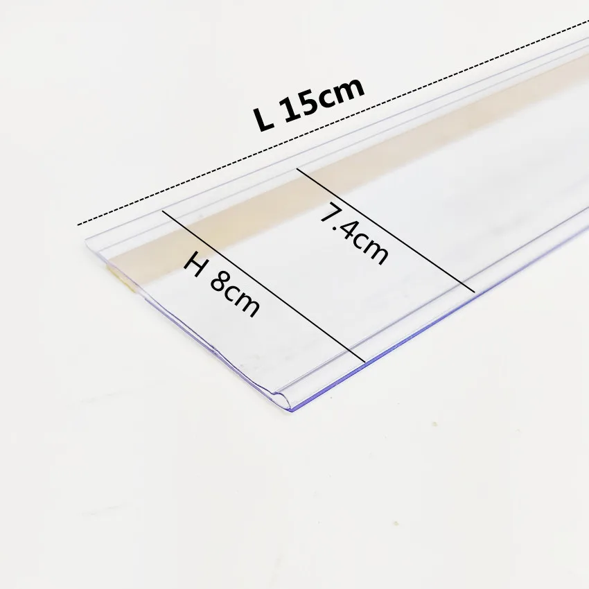 15x8cm Plastic Shelf Rack Data Strips Price Tag Rail Talker PVC Clip Holder Sign Label Display with Adhesive Tape