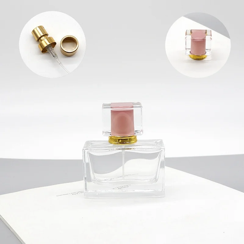 Glass perfume bottle 30ml 50ml 100ml high-end spray bottle bayonet portable square cosmetics empty perfume glass bottle