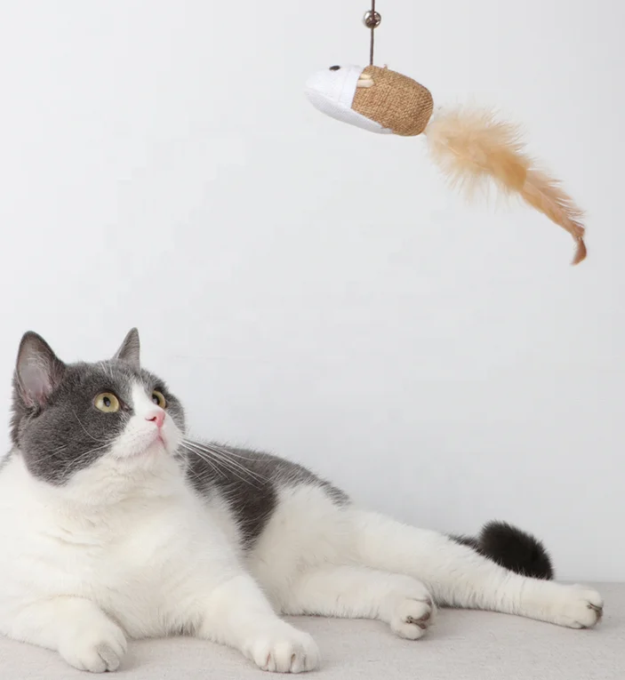 Interactive Wooden Cat Toy Stick Teaser Cat Toy with Fish