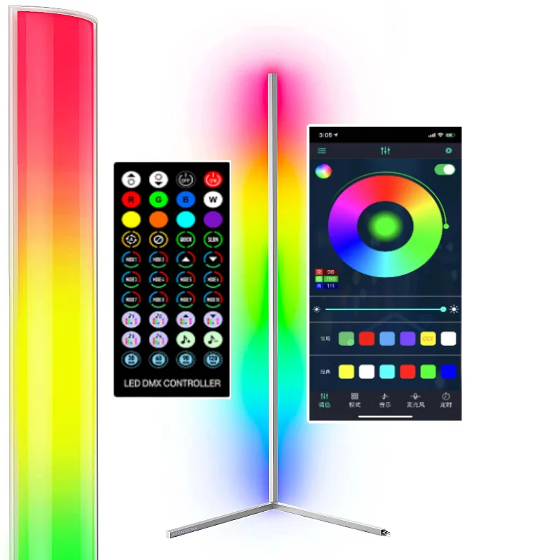 Indoor Home Decor Smart Corner Floor Standing Standard Lamp Lighting Modern Stand Floor Light Led Rgb Corner Floor Lamps