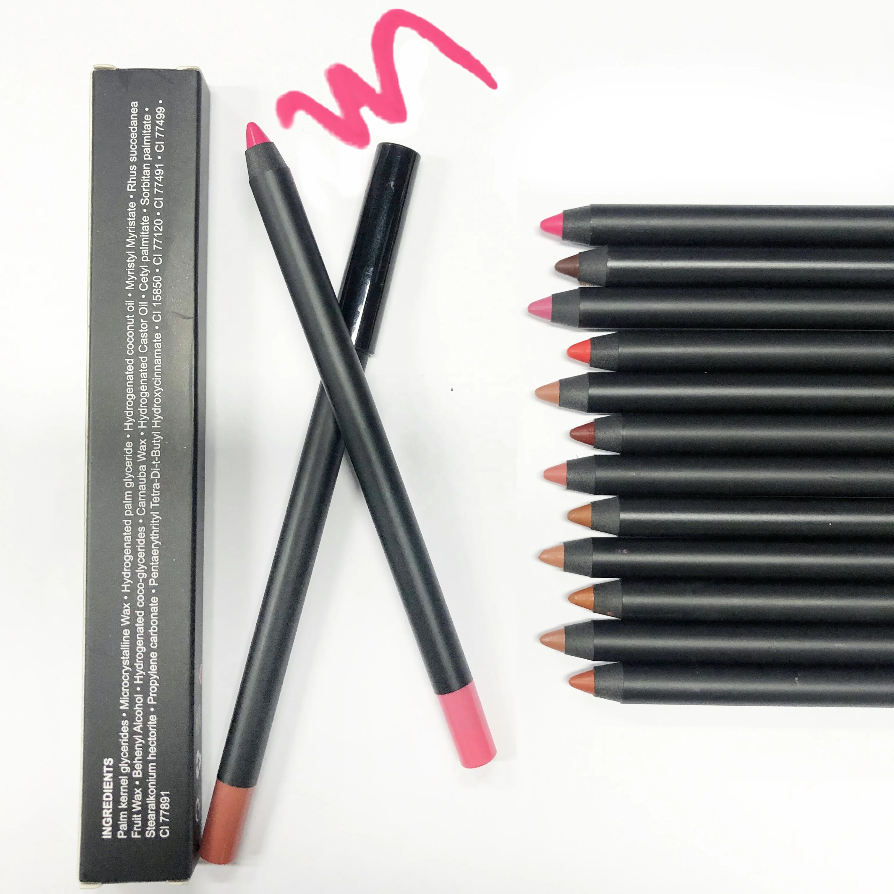 Waterproof 13 colors Lipliner Brown Color Lip Liner Pencil For Makeup With Customizing Free Logo
