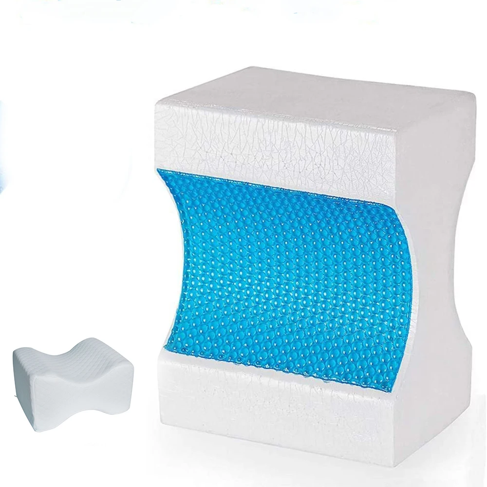 Ergonomic Cooling Gel Memory Foam Orthopedic Side Sleeper Knee Support Pillow with Gel