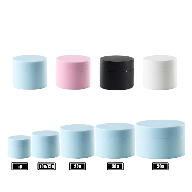 5ml 15g 20g 30g 50g empty sample colorful cosmetic jar cream container matte white blue pink black PP Plastic jar