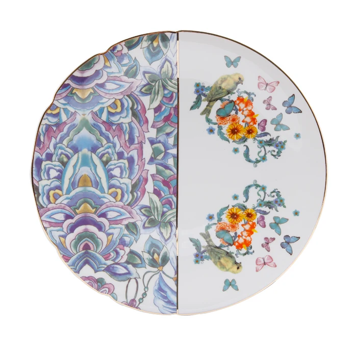 Round Porcelain Plate New Design Ceramic Dinner Plates Dining  High Quality Round Dish Plate with Gold Rim