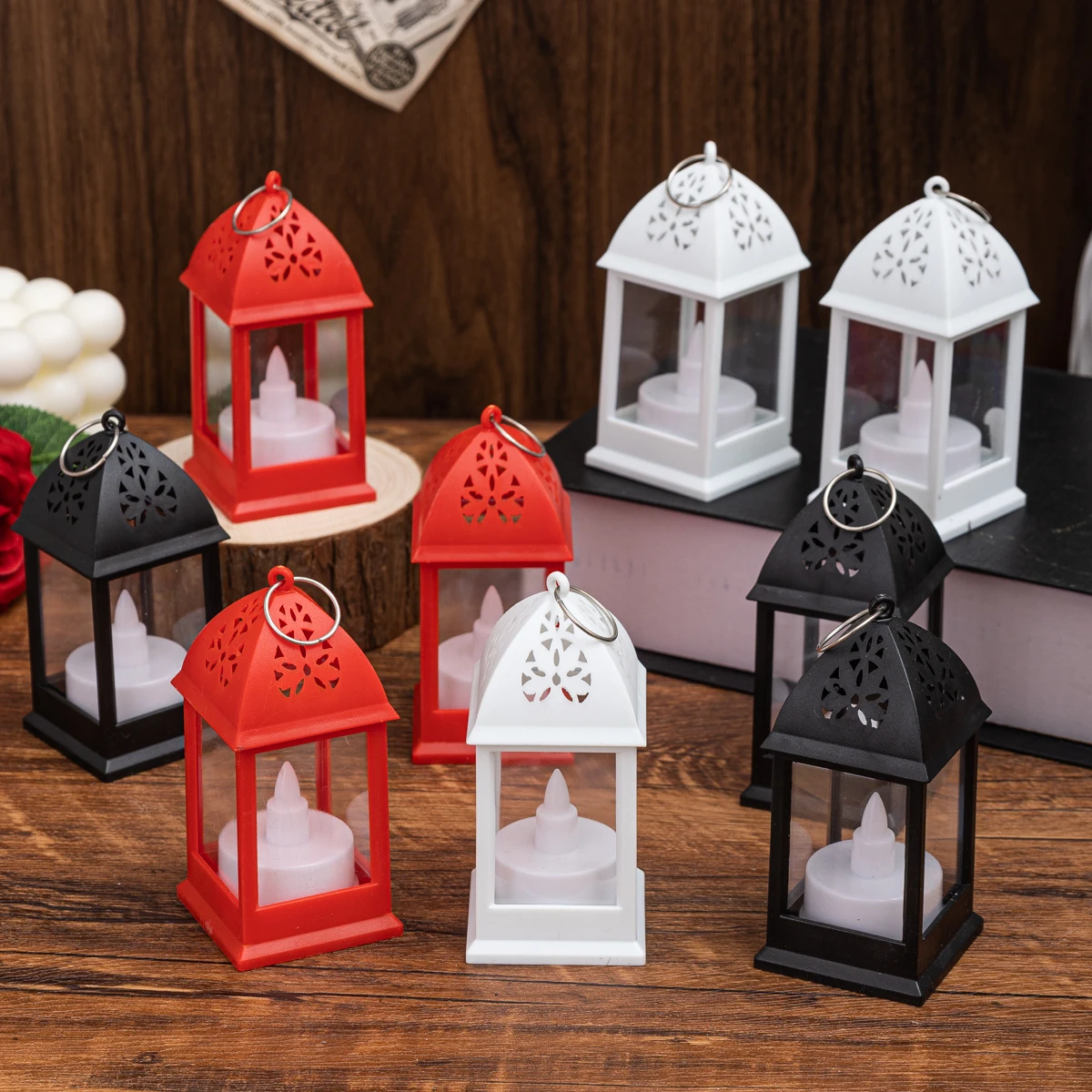 Plastic Mini Hollow Top Wind Light LED Warm Optoelectronic Candle Wind Light Festival Decoration Home Party Atmosphere Ornament