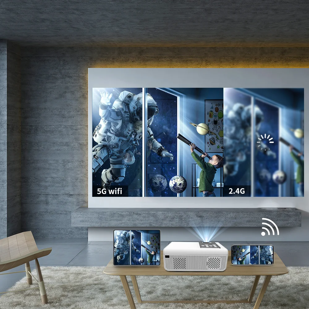 Hot Selling Full HD 1080P Projector 2K 4K Video LED 3D Portable Mobile Phone Projector Mini WiFi Android Beamer