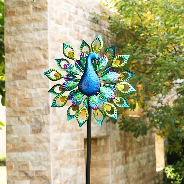 Wind Spinner Peacock Wind Sculpture Metal Windmill for Outdoor Yard Patio Lawn & Garden