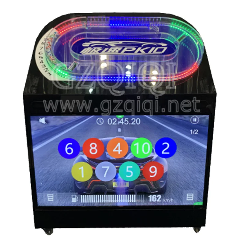Lotto Machine with Unique race theme that randomly orders up to 10 balls